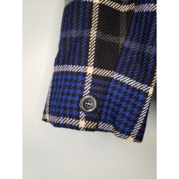 Rena Rowan Women's Sz 10 Plaid Button Front Lined Jacket Blazer 100% Wool Blue - Picture 7 of 9